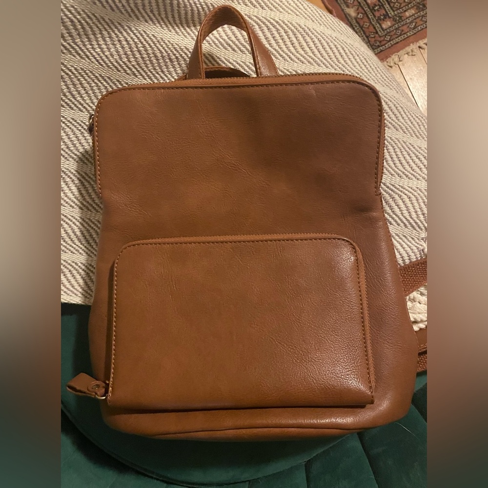 Brown Leather Mini Backpack - image 1